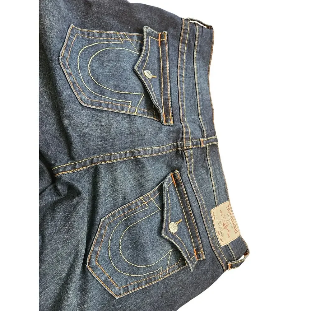True Religion Rocco Relaxed Skinny Jeans Men 42 Dark Wash Flap Pocket Stretch